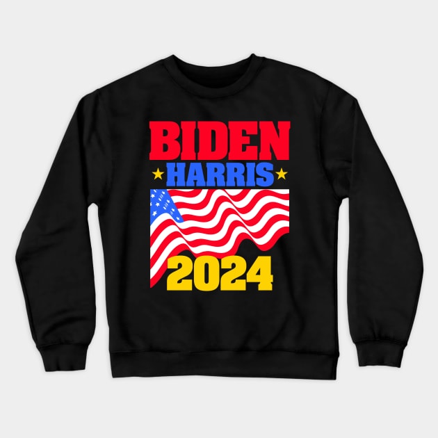Biden-Harris 2024 for Dark Backgrounds Crewneck Sweatshirt by MotiviTees